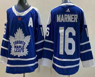 Mens Toronto Maple Leafs #16 Mitch Marner Blue 2022 Reverse Retro Authentic Jersey